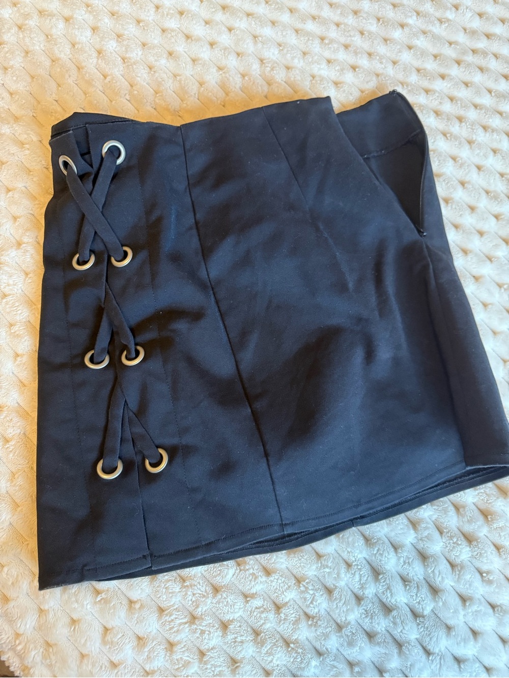 by the way. Black Lace-Up Mini Skirt